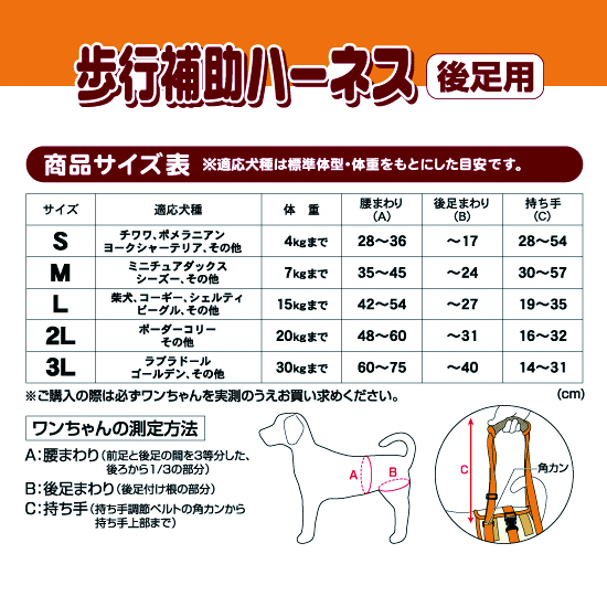 ペティオ 老犬介護用 歩行補助ハーネス サイズ選び